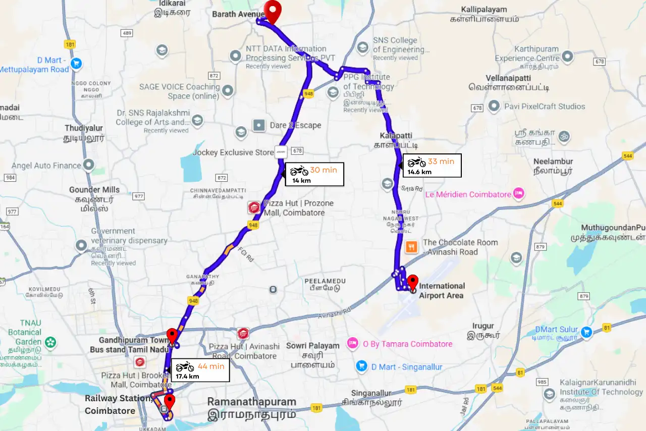 Nearby Places, Barath Avenue, Coimbatore – LFS