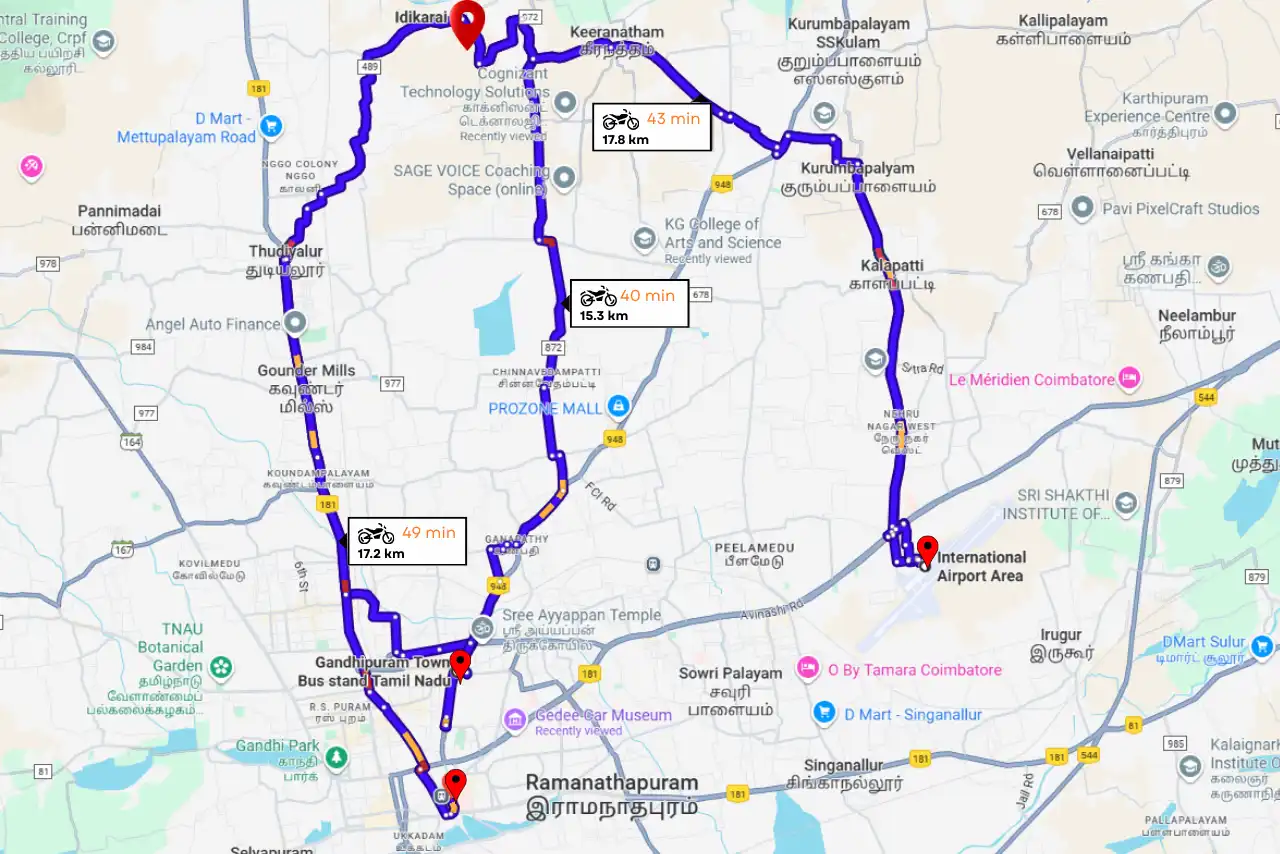 Nearby Places, Idigarai - LFS
